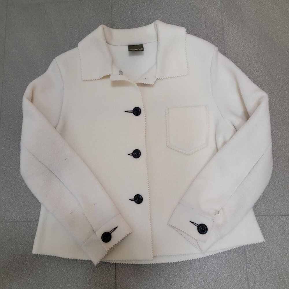 Vintage Maralyce Ferree Fleece Jacket Large Made in USA Cream